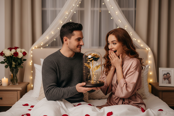 The Midnight Gold Collection: Premium Preserved Roses in a Handcrafted Dome