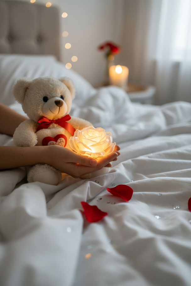 Light Up Her Heart: The Enchanted Valentine’s Rose & Bear Collection