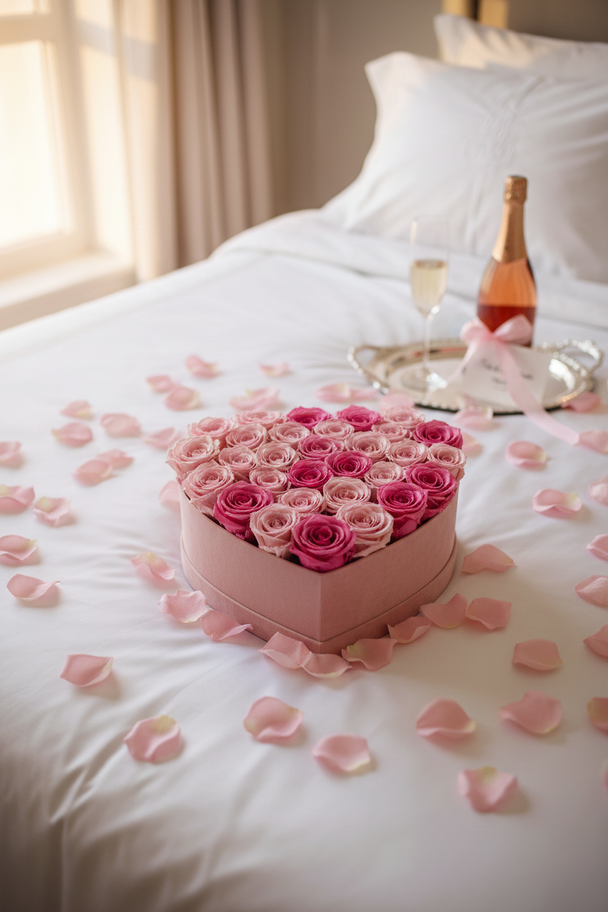 The Ultimate Valentine’s Gift – Heart-Shaped Eternal Roses 27 pcs