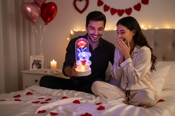 Light Up Her Heart: The Enchanted Valentine’s Rose & Bear Collection