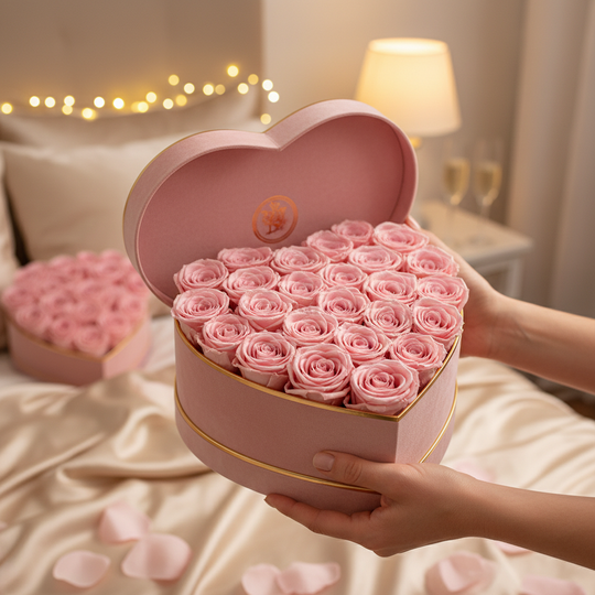 The Ultimate Valentine’s Gift – Heart-Shaped Eternal Roses 27 pcs