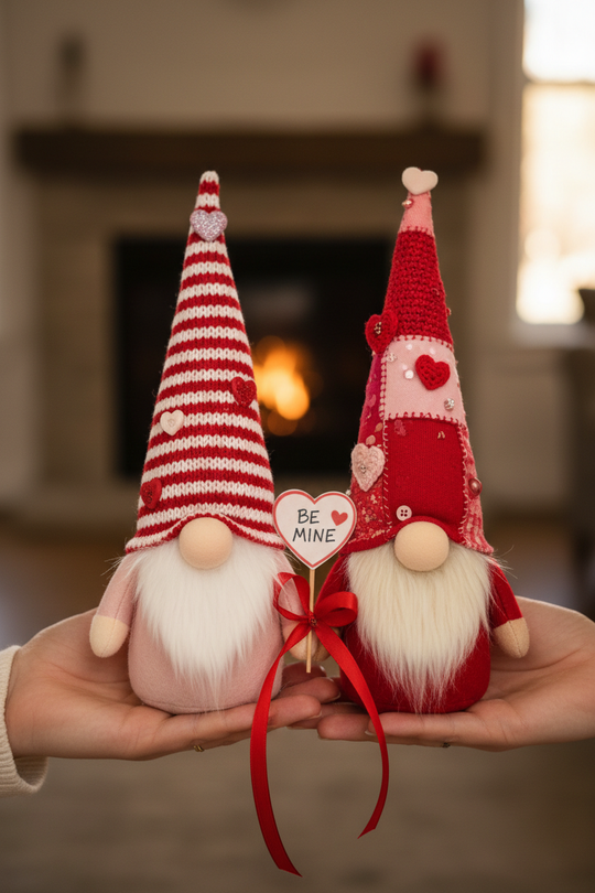 Handmade Valentine's Day Gnome Couple - Adorable Plush Love Gnomes
