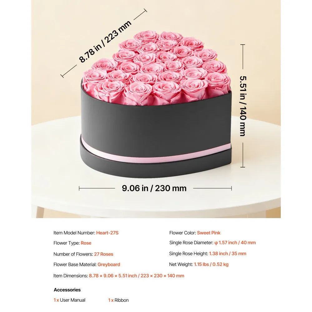The Ultimate Valentine’s Gift – Heart-Shaped Eternal Roses 27 pcs