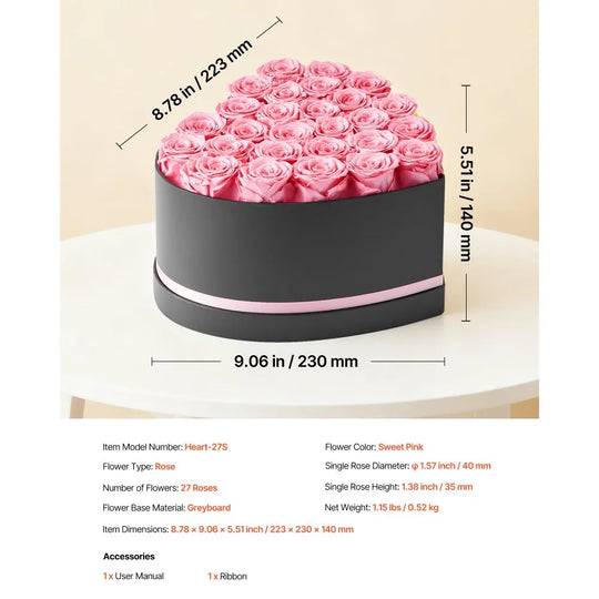 The Ultimate Valentine’s Gift – Heart-Shaped Eternal Roses 27 pcs