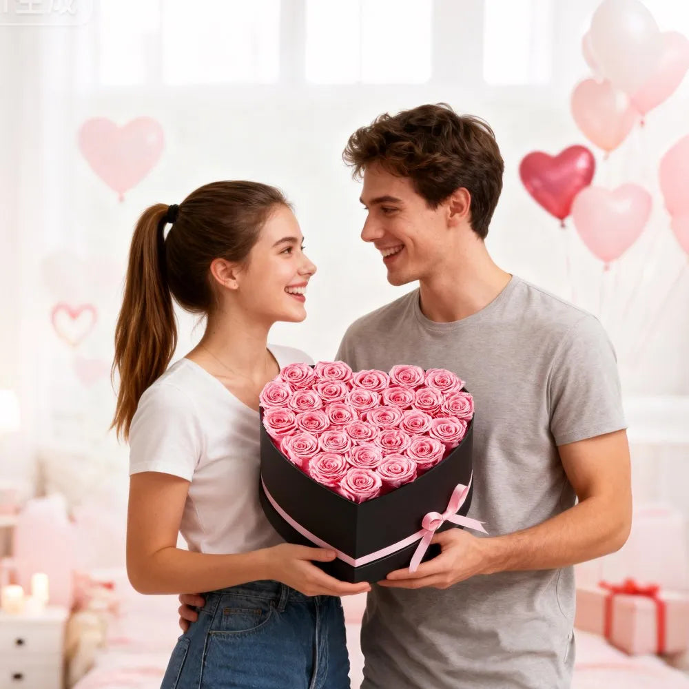 The Ultimate Valentine’s Gift – Heart-Shaped Eternal Roses 27 pcs